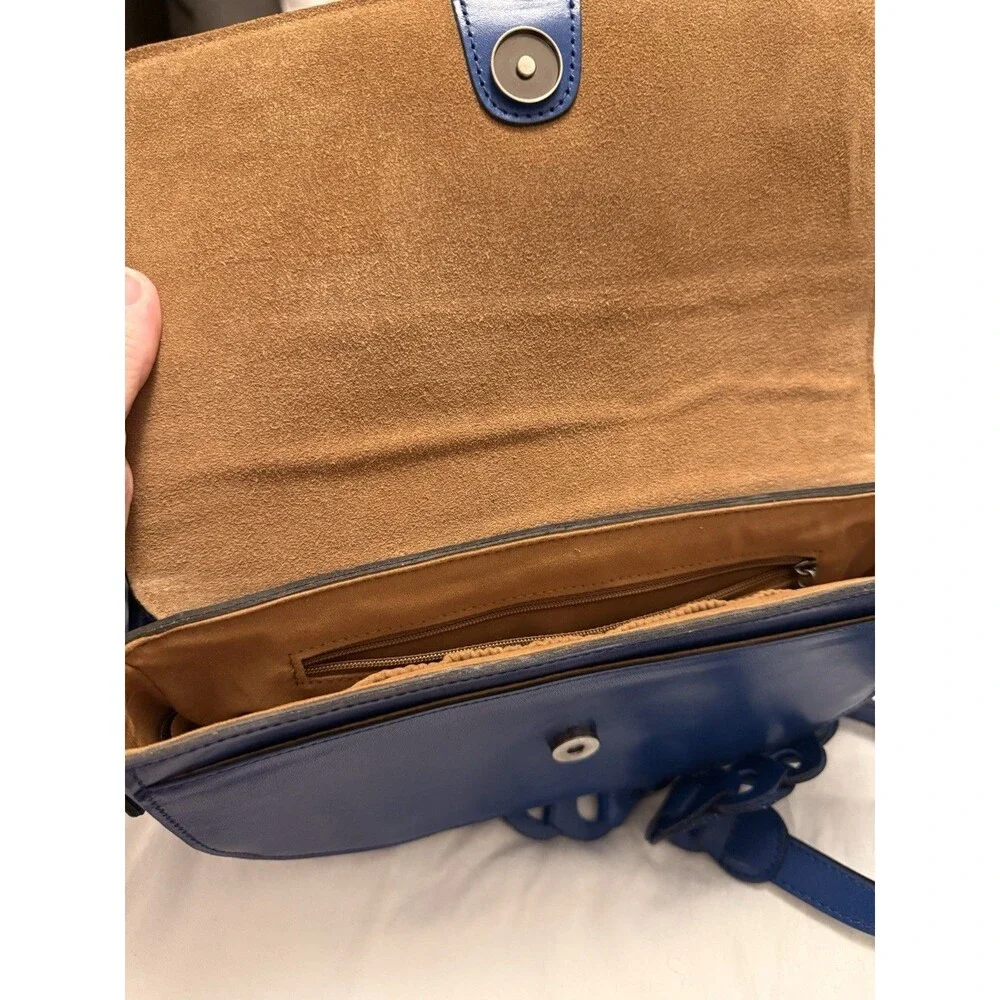 Patricia Nash Vilette Leather Chainlink Shoulder Bag - Cerulean Blue